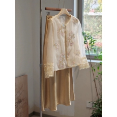 批发高端仙气网纱钉珠刺绣新中式外套轻薄透气圆领盘扣开衫女上衣防晒