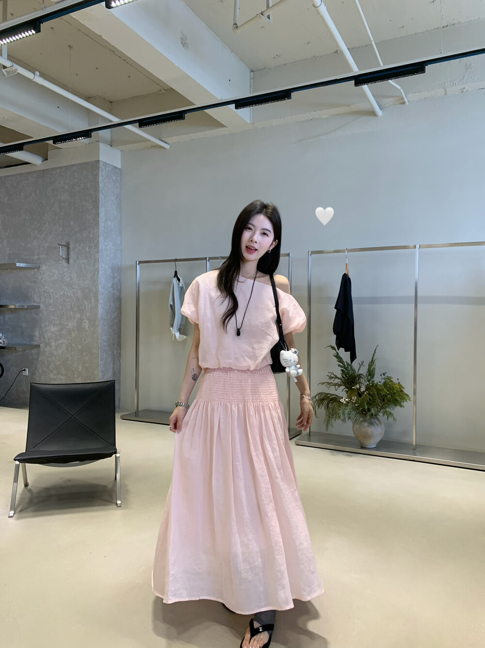 핑크색 아마 세트 여성 2026 봄 여름 새로운 폭발 패션 외국 가스 맨위 반 스커트 투피스 세트 여성 의류
