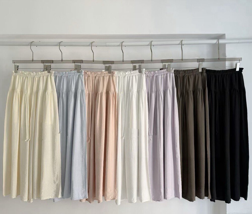 im ~까지 구름 바지 느긋한 도루 가을 센스 치마바지 여성 Xiamu 귀 핀치 Pleat 캐주얼 바지 루즈핏 슬림해 보이는 와이드 레그 팬츠