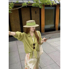 批发时尚防晒衬衫+印花半身裙两件套女<b class='q'>欧洲站</b>2026年夏季新款时尚<b class='q'>套装</b>