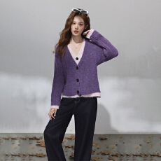 批发实拍假两件V领毛衣外套女秋冬季新款长袖<b class='q'>针织</b><b class='q'>开衫</b>