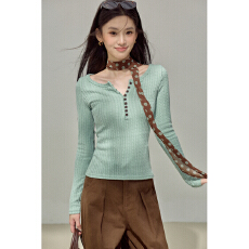 批发<b class='q'>实拍</b>绿色亨利领内搭针织打底衫女冬季复古巨好看细毛衣长袖