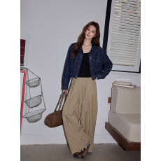 批发实拍复古港风丹宁蓝<b class='q'>牛仔</b>短外套女春秋新款休闲韩版宽松开衫上衣潮