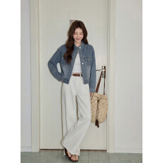 批发实拍设计感立领<b class='q'>牛仔</b>外套女春新款休闲宽松显瘦小个子短款上衣开衫