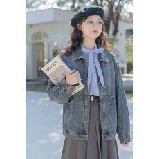 批发实拍蓝色复古<b class='q'>牛仔</b>外套女小个子2026春季新款韩版休闲宽松夹克上衣
