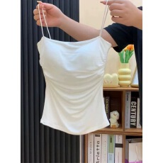 批发白色纯欲风绝美清纯带胸垫<b class='q'>吊带</b><b class='q'>背心</b>女夏内搭外穿独特精致美背上衣