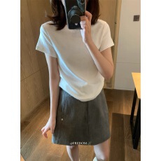 批发纯色短袖简约T恤2026年夏季新款套头百搭休闲风圆领上衣女