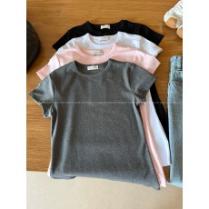 批发<b class='q'>修身</b>显瘦圆领上衣正肩<b class='q'>运动</b>短袖T恤女