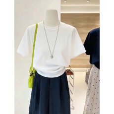 批发<b class='q'>韩国</b>东大门新款亚麻白色圆领短袖T恤女夏薄简约基础百搭正肩<b class='q'>上衣</b>