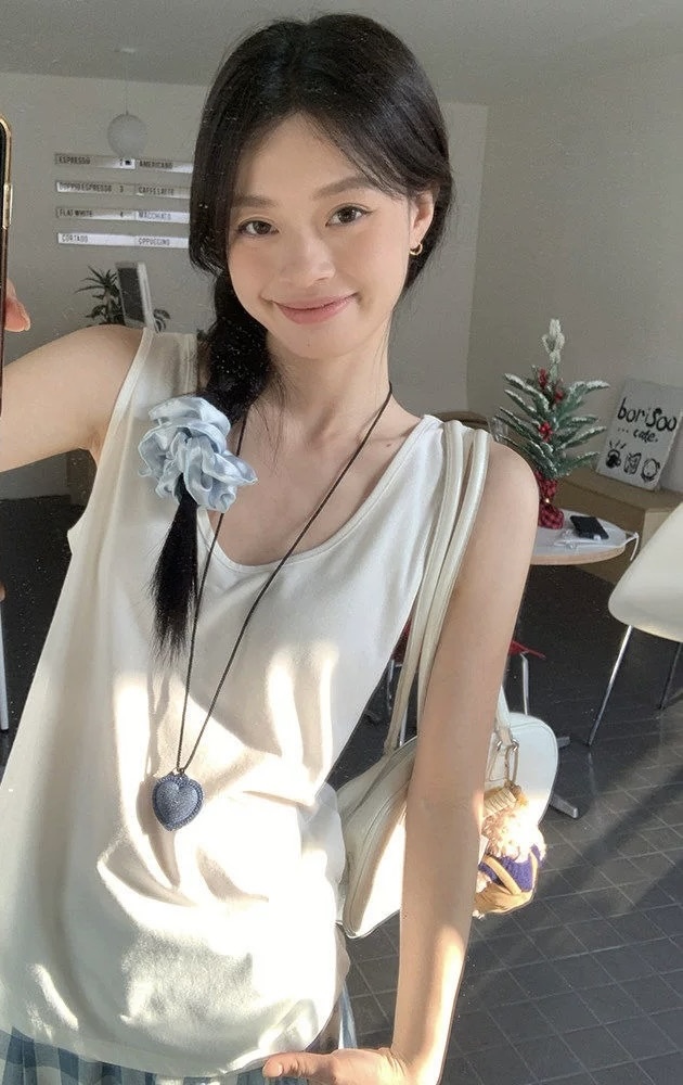 화이트 단어 조끼 여성 여름 새로운 한 부서 인사이드 가져 가라. 민소매 티셔츠 느긋한 바람 외출용 작은 맨위