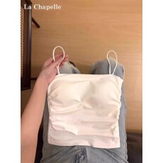批发纯欲吊带背心女内搭夏季带胸垫修身美背文胸一体抹胸上衣