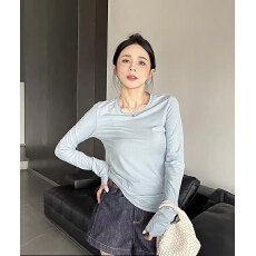 批发质感修身显瘦内搭上衣女秋<b class='q'>冬</b>高级感百搭圆领长袖T恤