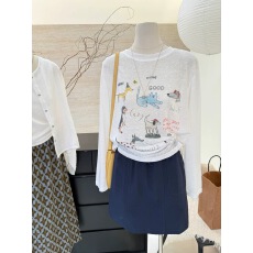 批发韩系夏季新款<b class='q'>童</b>趣卡通印花<b class='q'>长袖</b><b class='q'>T</b><b class='q'>恤</b>女冰凉感薄款防晒衫上衣