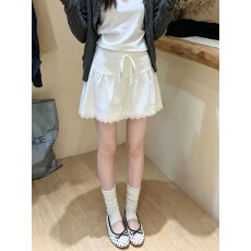 批发镂空花边系带半身裙女夏季新款韩系少女感<b class='q'>百搭</b>a字短裙
