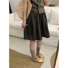 批发韩系绿色松紧高腰<b class='q'>碎花</b>裙裤女休闲百搭设计感小众<b class='q'>短裤</b>夏