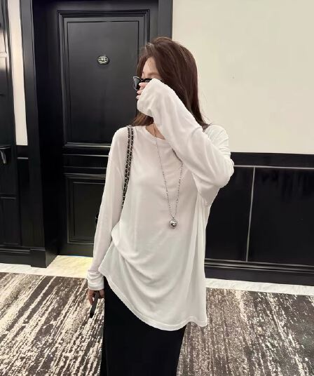 느슨함 센스 화이트 자외선 차단 긴팔 티셔츠 블라우스 여성 여름 느긋한 루즈핏 주간 실크 에어컨 셔츠 오래된 돈 바람 맨위