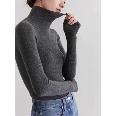 批发灰色高领打底衫女秋冬季高级感软糯修身毛衣内搭气质紧身针织上衣