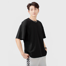 批发2025新款男女短袖T恤 纯色简约潮流款 宽松<b class='q'>休闲</b>情侣装批发