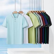 批发凉感幼珠拼色翻领 POLO 衫男女同款 多色百搭<b class='q'>商务</b>短袖