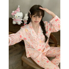 批发秋季甜美缎面冰雪丝长袖<b class='q'>睡衣</b>春秋卡通少女公主风家居服套装25新款