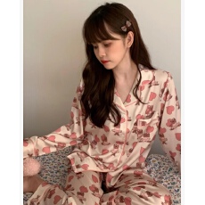 批发<b class='q'>睡衣</b>少女秋季高级感冰雪丝法式<b class='q'>丝绸</b>长袖可爱卡通可外穿家居服套装