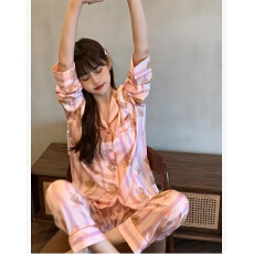 批发<b class='q'>睡衣</b>少女秋季高级感冰雪丝法式<b class='q'>丝绸</b>长袖可爱卡通可外穿家居服套装