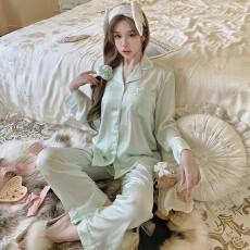 批发法式轻奢<b class='q'>睡衣</b>女冰雪丝春秋季提花<b class='q'>丝绸</b>高级感长袖家居服套装可外穿