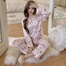 批发<b class='q'>睡衣</b>女冰雪丝春秋季甜美可爱卡通长袖高级感<b class='q'>丝绸</b>家居服套装可外穿