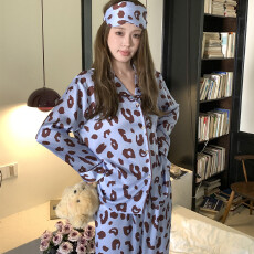 批发欧美系<b class='q'>睡衣</b>冰雪丝春季蓝山生巧高级感<b class='q'>丝绸</b>家居服套装可外穿带眼罩