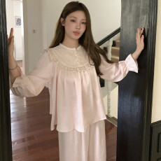 批发法式轻奢<b class='q'>睡衣</b>女冰雪丝春季高级感提花<b class='q'>丝绸</b>甜美公主家居服可外穿夏