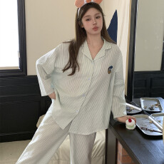 批发纯棉女睡衣春季韩版可爱卡通长袖<b class='q'>婴儿</b>棉纱宽松家居服套装可外穿夏