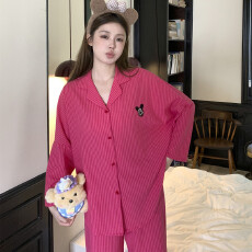 批发纯棉女睡衣春季韩版可爱卡通长袖<b class='q'>婴儿</b>棉纱宽松家居服套装可外穿夏