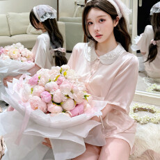 批发2026年夏季新款睡衣甜美公主冰雪丝短袖短<b class='q'>裤</b><b class='q'>宽松</b>丝绸家居服可外穿