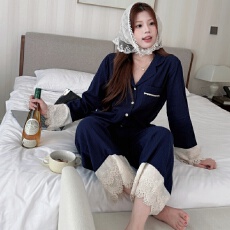 批发睡衣2026年秋季纯棉婴儿<b class='q'>棉麻</b>韩版女甜美双层棉纱长袖家居服套装
