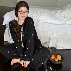 批发睡衣2026年秋季纯棉婴儿<b class='q'>棉麻</b>韩版女甜美双层棉纱长袖家居服套装
