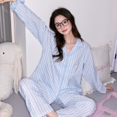 批发睡衣2026年秋季纯棉婴儿<b class='q'>棉麻</b>韩版女甜美双层棉纱长袖家居服套装