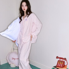 批发睡衣2026年秋季纯棉婴儿<b class='q'>棉麻</b>韩版女甜美双层棉纱长袖家居服套装