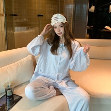 批发睡衣2026年秋季<b class='q'>婴儿</b>棉麻法式少女甜美长袖纯棉高级感家居服<b class='q'>套装</b>