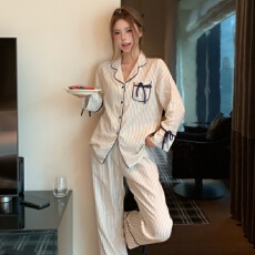 批发睡衣2026年秋季<b class='q'>婴儿</b>棉麻法式少女甜美长袖纯棉高级感家居服<b class='q'>套装</b>