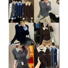 批发拼色修身POLO上衣假两件针织衫<b class='q'>翻领</b><b class='q'>T</b><b class='q'>恤</b>