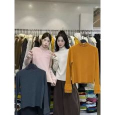 批发2025秋装新款温柔风V领套头长袖显瘦杏色休闲<b class='q'>针织衫</b>上衣女