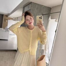 批发韩系<b class='q'>糖果</b><b class='q'>色</b>气质设计感针织<b class='q'>开衫</b>女2026秋冬内搭百搭显瘦长袖上衣