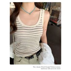 批发纯色U领坑条内搭<b class='q'>运动</b>背心针织吊带女夏季遮副乳显瘦打底无袖上衣