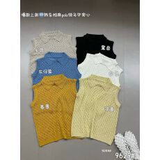 批发夏季纯色镂空Polo领针织背心女显瘦无袖上衣针织衫女<b class='q'>马甲</b>慵懒纯欲