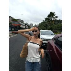 批发十三行2026夏装<b class='q'>新款</b>辣妹纯欲风针织抹胸背心<b class='q'>女</b>内搭抽绳无肩带上衣