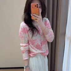 批发粉色花朵薄款气质针织开衫女装2026春夏新款休闲百搭<b class='q'>防晒</b>上衣