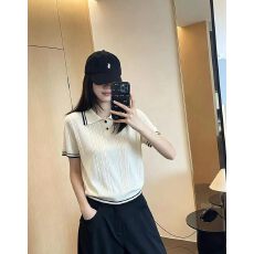 批发高级兰精冰丝翻领针织短袖T恤女减龄撞色时髦显瘦上衣<b class='q'>打底衫</b>内搭