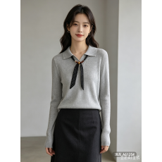 批发翻领套头毛衣女春秋新款搭配丝巾独特超好看<b class='q'>针织</b>衫<b class='q'>上衣</b>内搭打底衫