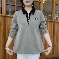 批发德绒翻领宽松<b class='q'>加肥</b><b class='q'>加大</b>假两件长袖秋季时尚拼接洋气休闲妈妈上衣女