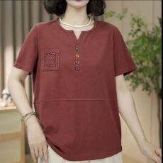 批发<b class='q'>夏</b>季新款女士短袖T恤透气简约中老年<b class='q'>妈妈装</b>气质宽松大码弹力女装